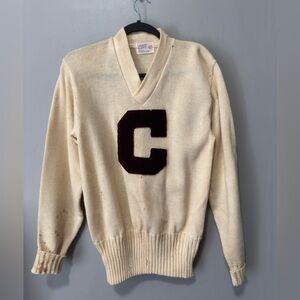 Vintage Varsity Letterman Sweater Chenille “C” Mid- Century 1940’s - 50’s